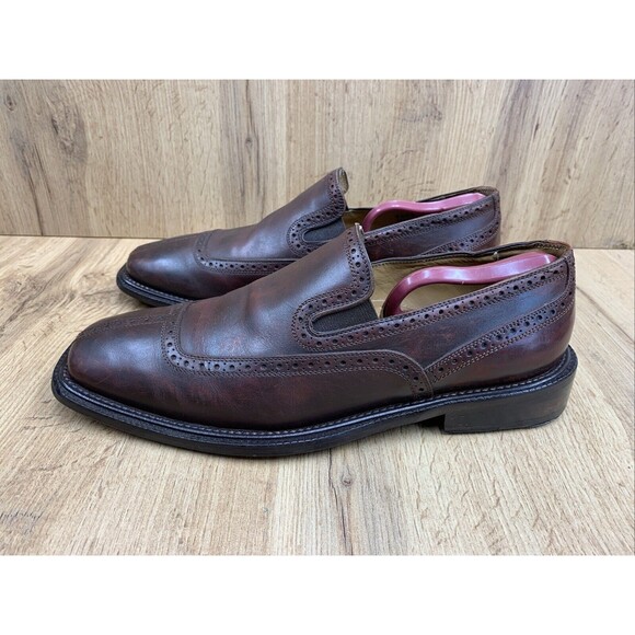 Mercanti Fiorentini Leather Slip On Brogue Dress Shoes Men Size 10 M Brown 5000 main image 11